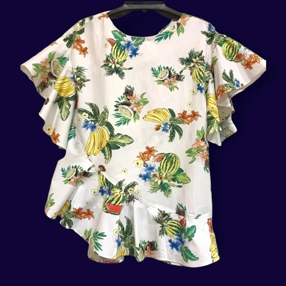 Zara Oversized Printed Ruffle Blouse - Picture 8 of 12